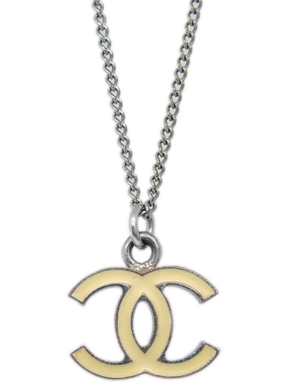 Chanel Chain Necklace Silver White 06V 183184
